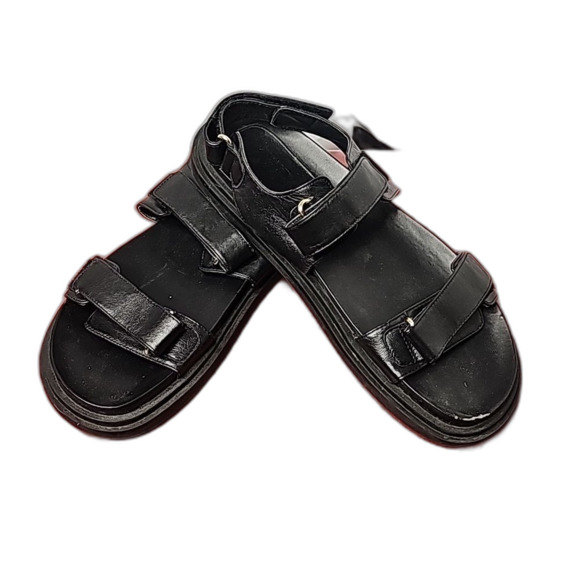 Zaba Sandals Leather Black Size 10 EU 41 Strappy Rubber Bottoms - Picture 1 of 9